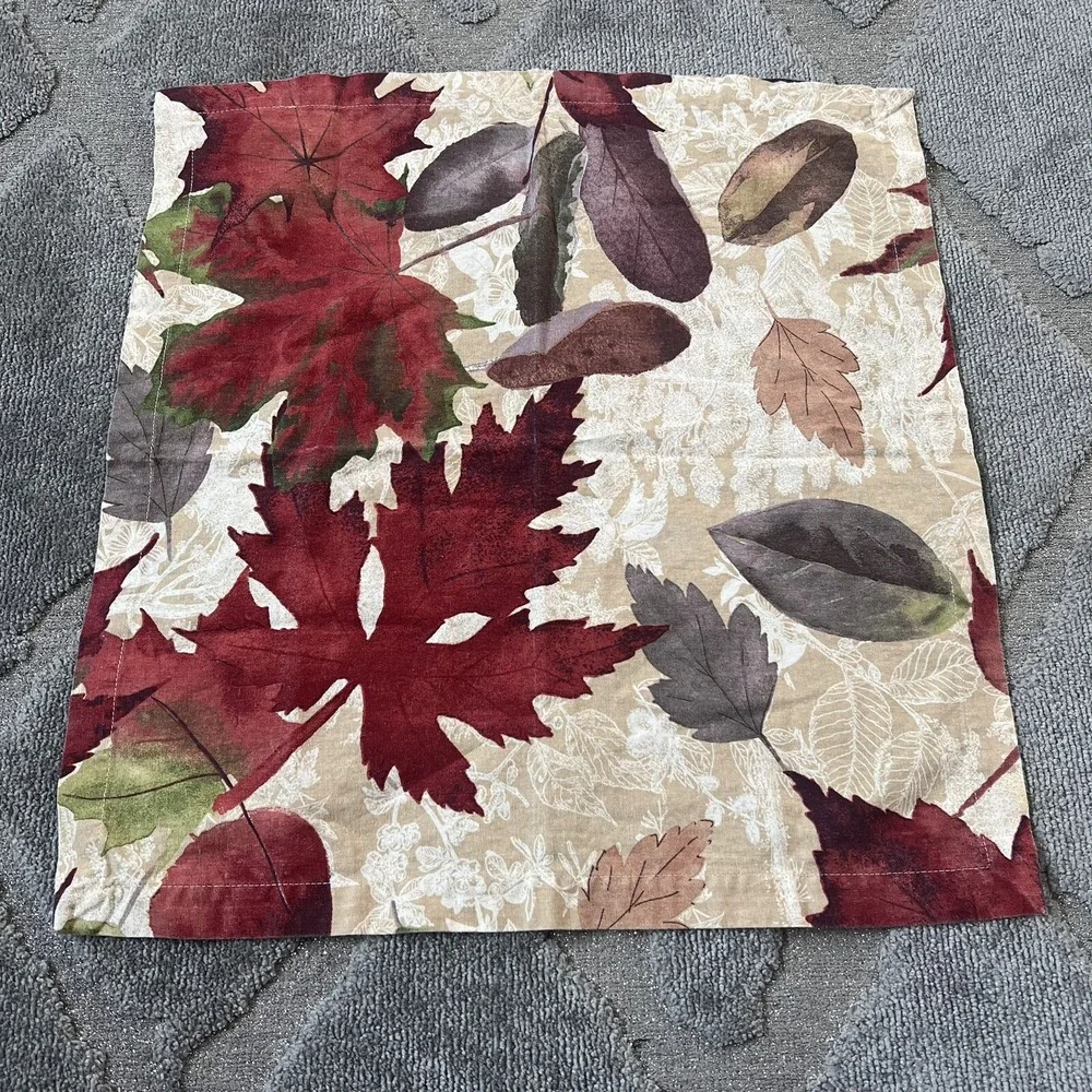 Pottery Barn Linen Blend Napkins Set Of 2‎ Floral Fall Leaves Preloved